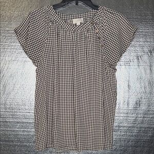 LOFT Monochrome Houndstooth Blouse
